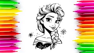 How to Draw Elsa Frozen  Disney Princess Elsa Drawing amp Coloring  Cute Frozen Elsa Drawing [upl. by Nehttam]