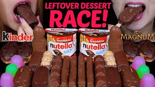 ASMR LEFTOVER DESSERT RACE NUTELLA CUPS CADBURY CHOCOLATE MAGNUM ICE CREAM HERSHEYS KINDER 먹방 [upl. by Geraud]