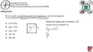 Pregunta modelo función lineal y afín P28 M2019 [upl. by Osbourne97]