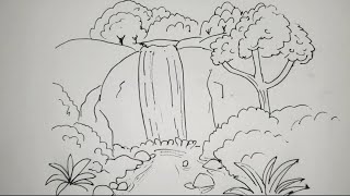 Kako nacrtati Pejzaž  VodopadHow to draw a Waterfall Landscape [upl. by Beaufert]