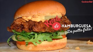 Hamburguesa de pollo frito crujiente estilo KFC receta fácil y deliciosa  Fast Food  Cocina Vital [upl. by Burman262]