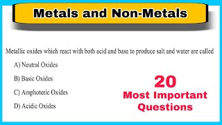 Metals and NonMetals Mcqs  Class 10 Science Mcq [upl. by Trah]