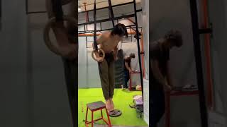 Dips on rings vs handstand on rings ☠️ [upl. by Fulvi217]