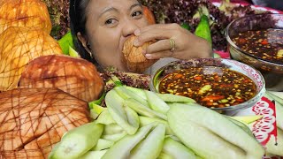 Sour green mango plus santol spicy sawsawan mukbang ASMR filipinomukbangers [upl. by Ocer993]