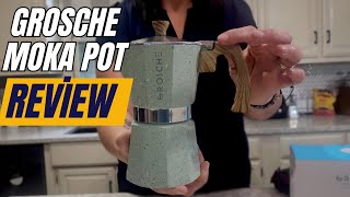 GROSCHE Milano Moka Pot Review ☕  Stovetop Espresso Maker for Perfect 6Cup Coffee [upl. by Yerxa767]