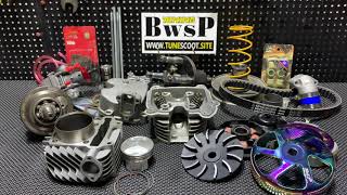 Big bore kit for GY6 157QMB 4 valve head piston 61mm overview by BWSP [upl. by Atsyrc883]