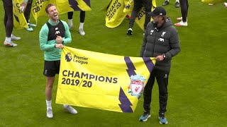 Liverpool presented with Premier League champions flags at Melwood [upl. by Oirretno]