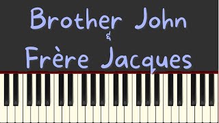 Brother John and Frère Jacques easy piano tutorial [upl. by Angus745]