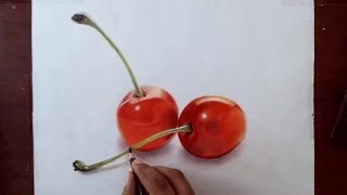 Drawing Cherries  Prismacolor Pencils [upl. by Eivlys]