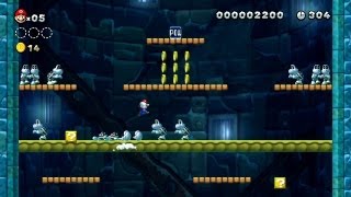 New Super Mario Bros U  Topple Dry Bones with the POW Block to Earn 1Ups in FreezingRain Tower [upl. by Ecinom29]