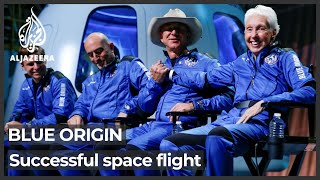 Blue Origin launch Jeff Bezos crew complete historic spaceflight [upl. by Aiekam912]