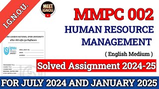 MMPC 002 Solved Assignment 202425  Human Resource Management  mmpc002 mmpc002ignou mmpc002 [upl. by Adnolahs]