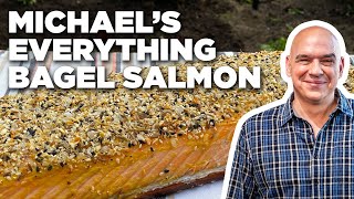 Michael Symons Planked Everything Bagel Spiced Salmon  Symon Dinners Cooking Out  Food Network [upl. by Ruggiero978]