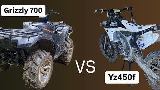 RIDING TRAILS YZ450F VS GRIZZLY 700 [upl. by Ahsiuqat124]