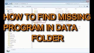 How to find missing Program data folder [upl. by Mannes]