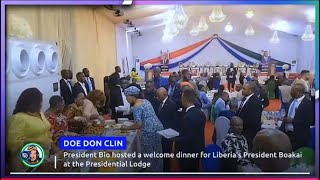 President Bio hosted a welcome dinner for Liberias President Boakai at the Presidential Lodge [upl. by Nauqel677]