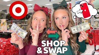 100 CHRISTMAS TARGET SHOP amp SWAP GIFT CHALLENGE KAYLA VS KALLI ❤️💚 [upl. by Tedder722]