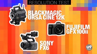 Blackmagic Ursa Cine 12K vs Sony FX6 vs Fuji GF100ii Resolution Test [upl. by Joanne225]