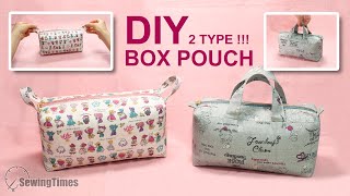 DIY EASY BOX POUCH  2 TYPES  Makeup Bag Travel Toiletry bag Tutorial sewingtimes [upl. by Torres37]