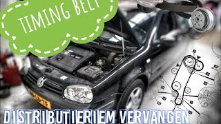 TIMING BELT SERVICE  DISTRIBUTIERIEM VERVANGEN VOLKSWAGEN GOLF 4 16 [upl. by Sucramrej]