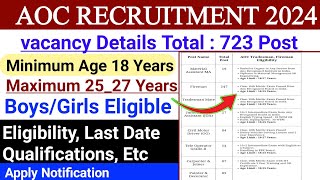 Aoc recruitment 2024Finally 723 Posts OutGood News Out Eligibility last DateApply Now [upl. by Lovell]