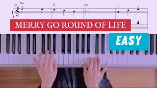 MerryGoRound of Life easy piano sheet Howl’s Moving Castle  Joe Hisaishi  eva phantran [upl. by Oakman15]