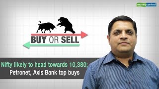 Buy or Sell  Nifty likely to head towards 10380 Petronet Axis Bank top buys [upl. by Enimzzaj]