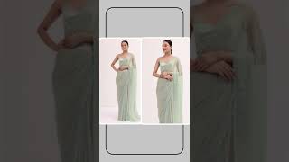 Powder Green Embellished Saree WIth Unstitched Blouse [upl. by Aihseuqram]