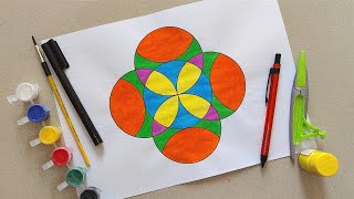 How To Draw A Geometric Circle Design  Easy Step By Step Drawing Tutorial  Geometrical Design [upl. by Onileva]