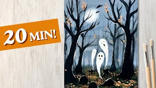 Easy Acrylic Painting for Beginners  Halloween Ghosts [upl. by Zoller]