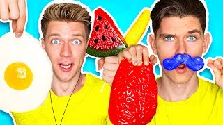 Gummy Food vs Real Food Challenge EATING GIANT GUMMY FOOD Best Gross Real Worm Candy [upl. by Shull734]