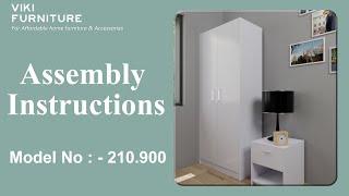 Viki Furniture 2 Door Wardrobe Assembly Instruction Video  Model 210900 [upl. by Ayiram]