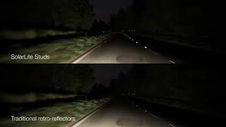 SolarLite Active Road Studs vs retroreflective road studs at night [upl. by Christine]