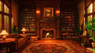 Cozy Fireplace in an Old English Library 🔥 Roaring Fire Ambience  Focus and Study [upl. by Yartnod]