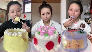 The most delicious Cream Cakes​  Yummy ASMR Chinese Mukbang Cake Eating  Cake Eating Challenge [upl. by Heisel]