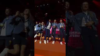 Lieke Klaver Femke Bol and the Dutch team 🇳🇱 dancing in a happy party with their Olympic medals 😄 [upl. by Dyl]