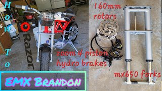 Razor RSF650 fork swap  MX650 fork amp zoom 4 piston hydro brake install [upl. by June571]