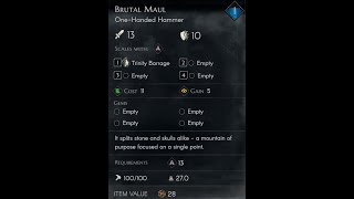 No Rest For The Wicked  Brutal Maul  One Handed Hammer  Trinity Barrage  Weapon Showcase [upl. by Haididej]