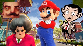 Hello Neighbor  New Secret Neighbor Shrek Scary Teacher Mr Bean Mario Gameplay Walkthrough [upl. by Hsreh]