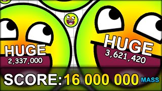 WORLD RECORD 16000000 MASS HUGE CELL 16 MILLION THE BIGGEST CELL EVER AGARIO 45 [upl. by Frederique696]