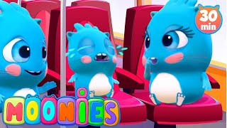 👩‍✈️🚌The wheels on the bus go round  Family nursery rhymes and songs for kids by Baby Moonies [upl. by Atsahs]