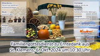 Familiengottesdienst zu Erntedank aus St Klemens am 06102024 [upl. by Letta]