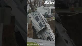 Moment RV plunges off eroding cliff and Into river in California storms shorts [upl. by Howlyn70]