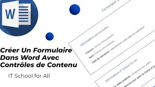 Créer Un Formulaire Dans Word Avec Les Contrôles De Contenu [upl. by Eseerehs751]