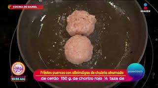 ¡Deliciosos frijoles puercos con albóndigas de chuleta ahumada  Sale el Sol [upl. by Leandro]