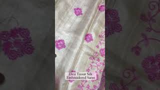 Tussar silk embroiderysilkfabric saree silkmaterial [upl. by Diahann831]