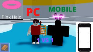 I RACE A MOBILE PLAYER HE HAVE THE PINK HALO  Tower Of Hell [upl. by Airlie920]