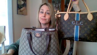 GUCCI OPHIDIA SMALL TOTE REVIEW amp COMPARE LOUIS VUITTON NEVERFULL PM [upl. by Chane295]