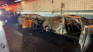 Hybrid vehicle among 3 involved in raging Boston tunnel fire [upl. by Peggir]