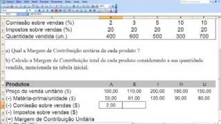 Exercícios Margem de Contribuição  Exercício10 [upl. by Nwahsirhc701]